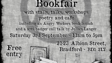 Poster for the bookfair. Anarchist Radical Bookfair, 1-in-12 Club, 11am - 5pm, 3rd September